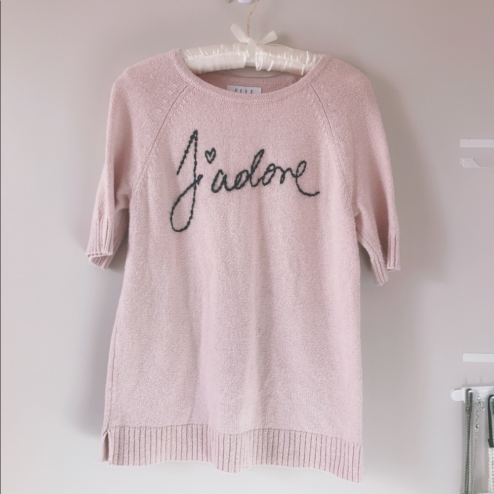 ELLE “J’adore” Pink Sweater